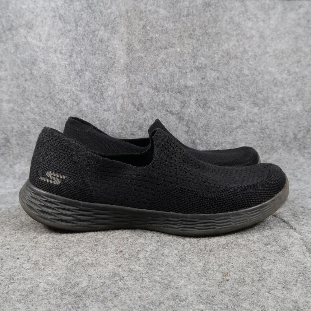 Skechers Shoes Womens 9 Slip On Loafer Sneakers Casual Comfort Black Knit Active